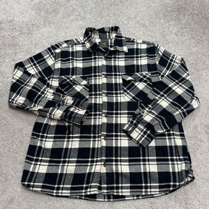 Jachs Heritage Plaid Flannel Button Down Shirt Men XXL Black White Cotton Casual